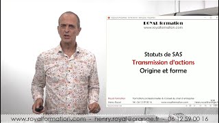 Transmission d’actions de SAS  donation vente [upl. by Alletse]