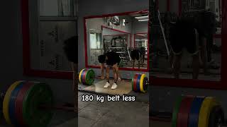 180 kg beltless deadlift gettingstrongereveryday powerlifting motivation powerliftingworkout [upl. by Hadeis]