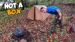 Winter Wild Camping In a Cardboard Tent with a Dutch Oven Stew [upl. by Asaeret]