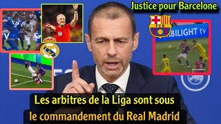 LUEFA intervient pour sauver Barcelone des arbitres de la Ligue espagnole et le Real Madrid [upl. by Ydnat910]