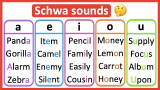 Schwa sounds 🤔  AEIOU  Phonics lesson  Learn with examples [upl. by Atenahs302]