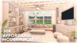 30k BLOXBURG Warm Affordable Modern Home  bloxburg house build  bloxburg speed build [upl. by Adnawyek]