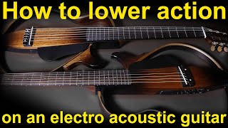 how to lower the action on an electro acoustic guitar Yamaha SLG200n amp Yamaha SLG200s [upl. by Arahsat775]