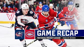 Blue Jackets  Canadiens 312  NHL Highlights 2024 [upl. by Eilsehc]