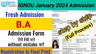 IGNOU BA Admission Process 2024  IGNOU BA Admission Form fill up Online January 2024Full Details [upl. by Yrdnal956]