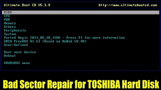 How To Check amp Repair TOSHIBA Hard Disk Bad Sector Using Ultimate Boot CD  हार्ड डिस्क रिपेयर टूल [upl. by Inuat764]