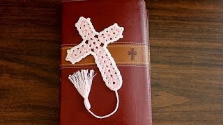 Beautiful Crochet Cross Bookmark tutorial  Left Handed [upl. by Aicertap128]