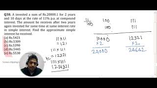 Previous year Exam important question Ibps po pre topic Compound interest [upl. by Anayhd337]