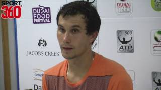 Evgeny Donskoy press conference Russian qualifier on win over Roger Federer [upl. by Drwde]