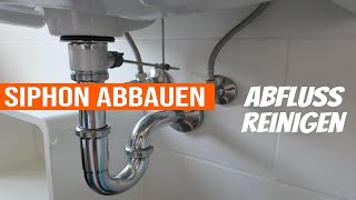 Waschbecken Abfluss verstopft  Siphon abbauen und reinigen [upl. by Nauqal]