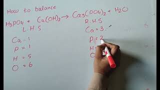 Balancing chemical equation H3PO4CaOH2Ca3PO42H2O [upl. by Phail]