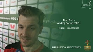 WM 2019 Timo Boll  Andrej Gacina CRO HerrenEinzel 1 Runde I Interview amp Spielszenen [upl. by Malony]