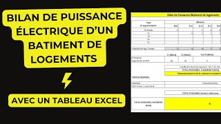 Bâtiment de logements collectifs  Bilan de puissance électrique facile et rapide avec Excel [upl. by Meisel]