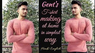 Gents tshirt measure  cutting and stitching in simplest way [upl. by Antipas]