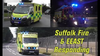 Bullhorn Suffolk Fire amp Rescue and EEAST Responding Compilation [upl. by Eadrahc]