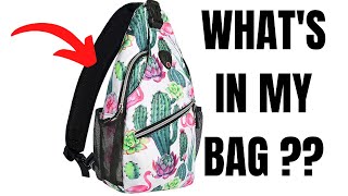 WHATS IN MY Mosiso mini sling backpack😍  WHATS IN MY BAG 2022  AMAZON purse [upl. by Avilo]