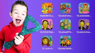 12 Locks Games Dad and Daughters Vlad and Niki Plasticine Man Find the Difference Funny Pets FFGTV [upl. by Ahsata]