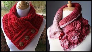 Crochet LacyCowl Crochet Pullover Neck Warmer Buttons Cowls Solids Bright Colours Flowers Esty [upl. by Dranoc76]