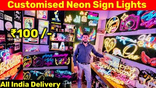 Cheapest Customised Neon Light amp Name Plates Sign Boards  Neon Light Wholesale Market in Delhi [upl. by Uos]