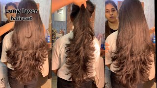 Long layer haircut tutorial  how to maintain length in long hair  layers haircut [upl. by Shayn309]