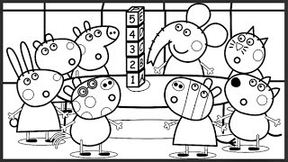 Peppa Pig Friends Plays Games Kids Fun Art Activities Coloring Book Pages with Colored Markers [upl. by Enajiram]