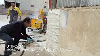 Rendering machine Quattro UTIFORM spraying monocouche mortar [upl. by Bridgette234]