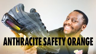 Nike Air Max 95 Anthracite Safety Orange On Foot Sneaker Review QuickSchopes 617 Schopes FZ4626 001 [upl. by Niamor]