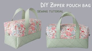 How to sew a toiletry bag  diy zipper pouch bag  diy zipper box bag  box zipper bag tutorial [upl. by Sharity]