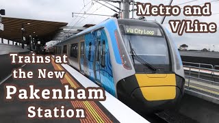 Metro and VLine Trains at the New Pakenham Station [upl. by Llenrrad]