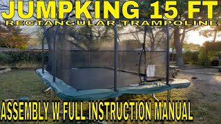 Jumpking Rectangle Trampoline Unboxing Assembly w FULL INSTRUCTION MANUAL [upl. by Eruot]