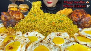 10 PACKETSMAGGI NOODLESFRIED EGG IN CHILLI OILGRILLED CHICKENLAYSCHICKEN BURGER ASMR EATING [upl. by Neelasor]