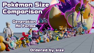 Pokemon Size Comparison  Gen 1  All Forms  Size Order [upl. by Notnilc]