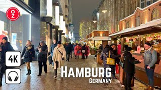 Hamburg Germany  Christmas Walking Tour in 4K 60fps HDR 🇩🇪 [upl. by Bartolemo]