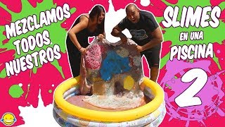 MEZCLANDO NUESTRA COLECCIÓN DE SLIMES EN LA PISCINA 2 Mas de 1 año de slimes Momentos Divertidos [upl. by Siegel]