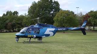 Bell 206 Jet Ranger start up and take off KOCO Channel 5 news Oklahoma City  October 21st 2017 [upl. by Aldas422]