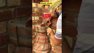 how to make pillar design with bricks 🧱brickwork shorts ideas [upl. by Wernsman690]