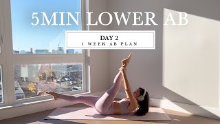 5MIN Lower Ab Burn  DAY 2  1 WEEK PILATES AB PLAN   verbal cues [upl. by Maurizia]