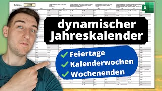 Excel Kalender 2024  mit Feiertagen Kalenderwochen amp Wochenenden ewiger Jahreskalender [upl. by Oaks]