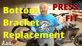 How to replace a press fit bottom bracket on a Giant Trance Home bike repairs [upl. by Ranitta]