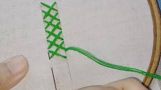 Closed Herringbone stitch tutorial Easy hand embroidery design 🥰🥰 [upl. by Annaear]