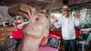 💈Authentic OldSchool Mexican Barbershop  81YearOld Barber’s Calming Shave amp Talking 🇲🇽 [upl. by Ahseet]