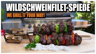 We Grill It Your Way Zuschauer Rezept  Wildschweinfilet Spieße mit PreiselbeerSenf Dip [upl. by Onig]