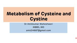 Metabolism of Cysteine and Cystine  Cystinuria  Cystinosis  NEET PG [upl. by Reeher]