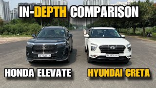 HONDA ELEVATE VS HYUNDAI CRETA INDEPTH COMPARISON [upl. by Attenal443]