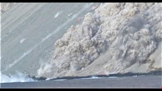 Pyroclastic flow into ocean Batutara Volcano Indonesia [upl. by Niwdog885]