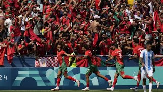 Morocco fans storm pitch against Argentina as Olympic soccer kicks off [upl. by Si728]