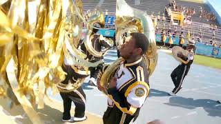 🎥 Cymbal Cam  UAPB Drumline Marching Into Southern Game 2024 [upl. by Hugon645]