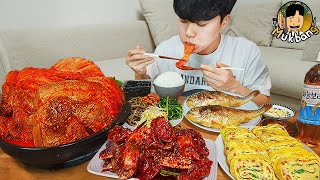 ASMR MUKBANG 집밥 직접 만든 김치찌개 양념 게장 생선구이 먹방 Marinated Raw Crabs Korean Home Meal EATING REAL SOUND [upl. by Karilynn]