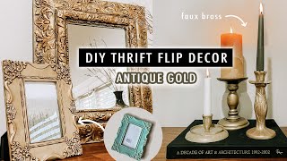 DIY THRIFT FLIP Antique Gold Decor Testing Techniques and Paints  XO MaCenna [upl. by Elbas]