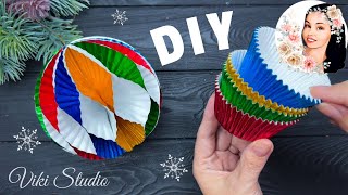 Create Christmas Ornaments with Just Cupcake Liners Christmas Decor [upl. by Ettevahs]